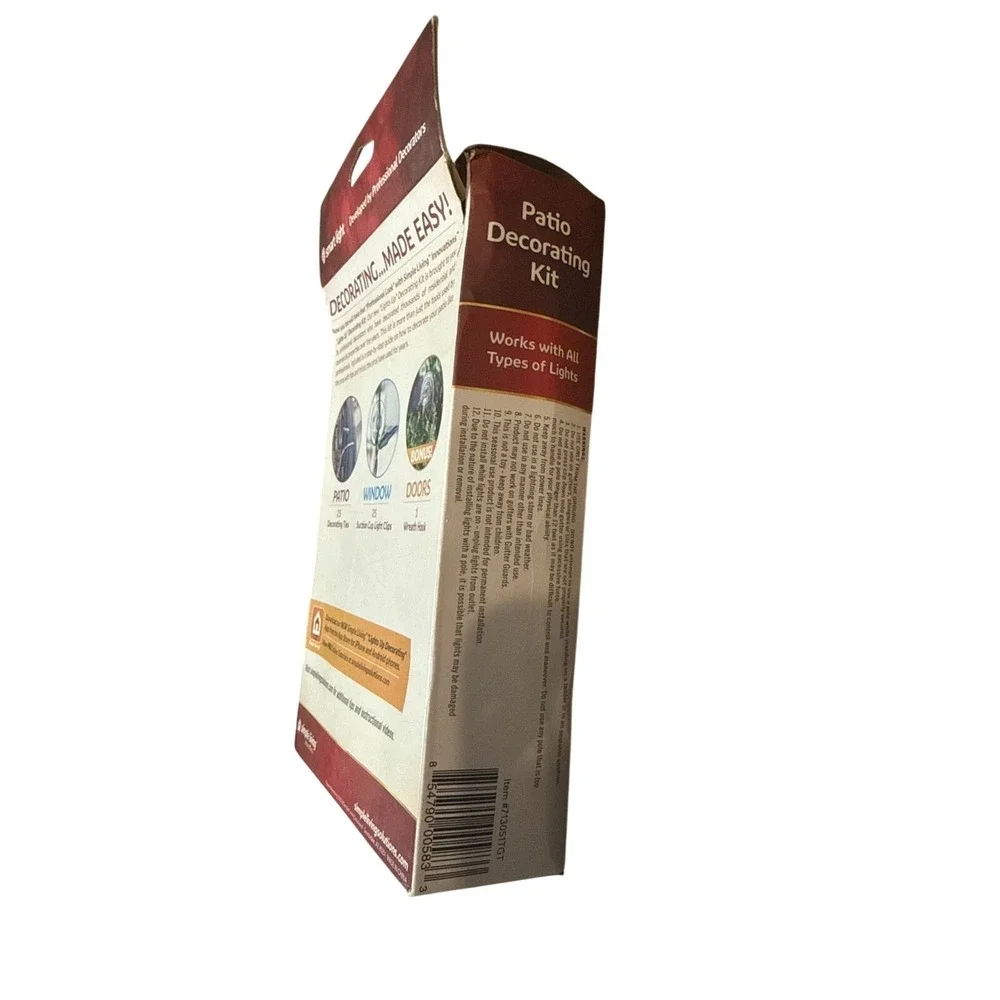 Simple Living 2016 Patio‎ Decorating Kit 50 Pieces & Bonus Wreath Hook Open Box